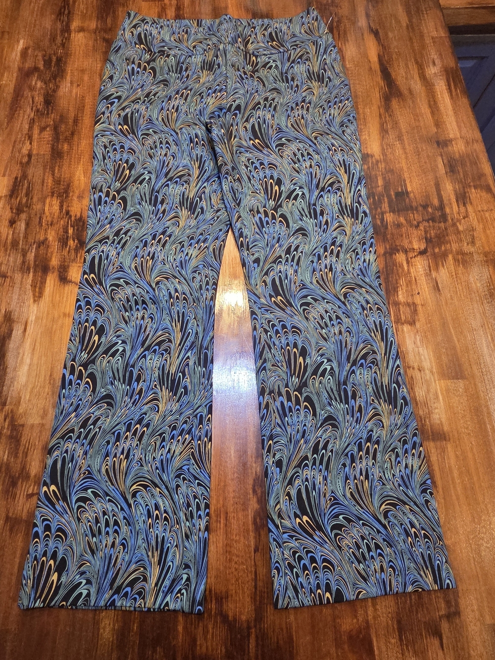 Soft Surroundings Women’s Size Petite M Marbled Peacock Stretch Straight Leg